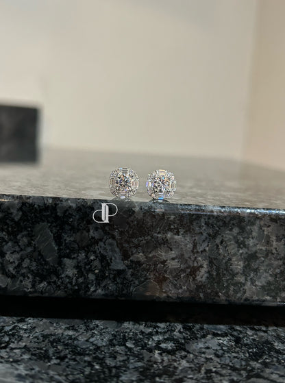 1ct stud X Emerald cut earrings