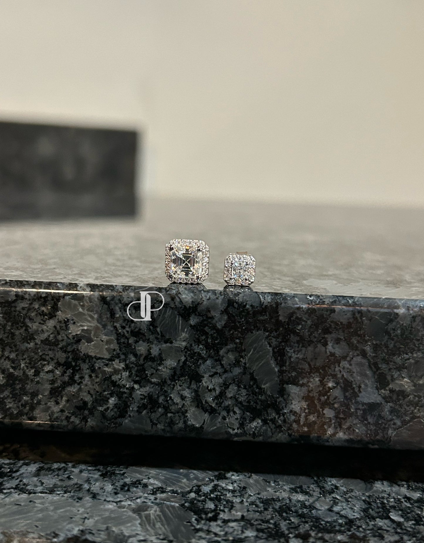 1ct Asscher Cut Bezeled Earrings