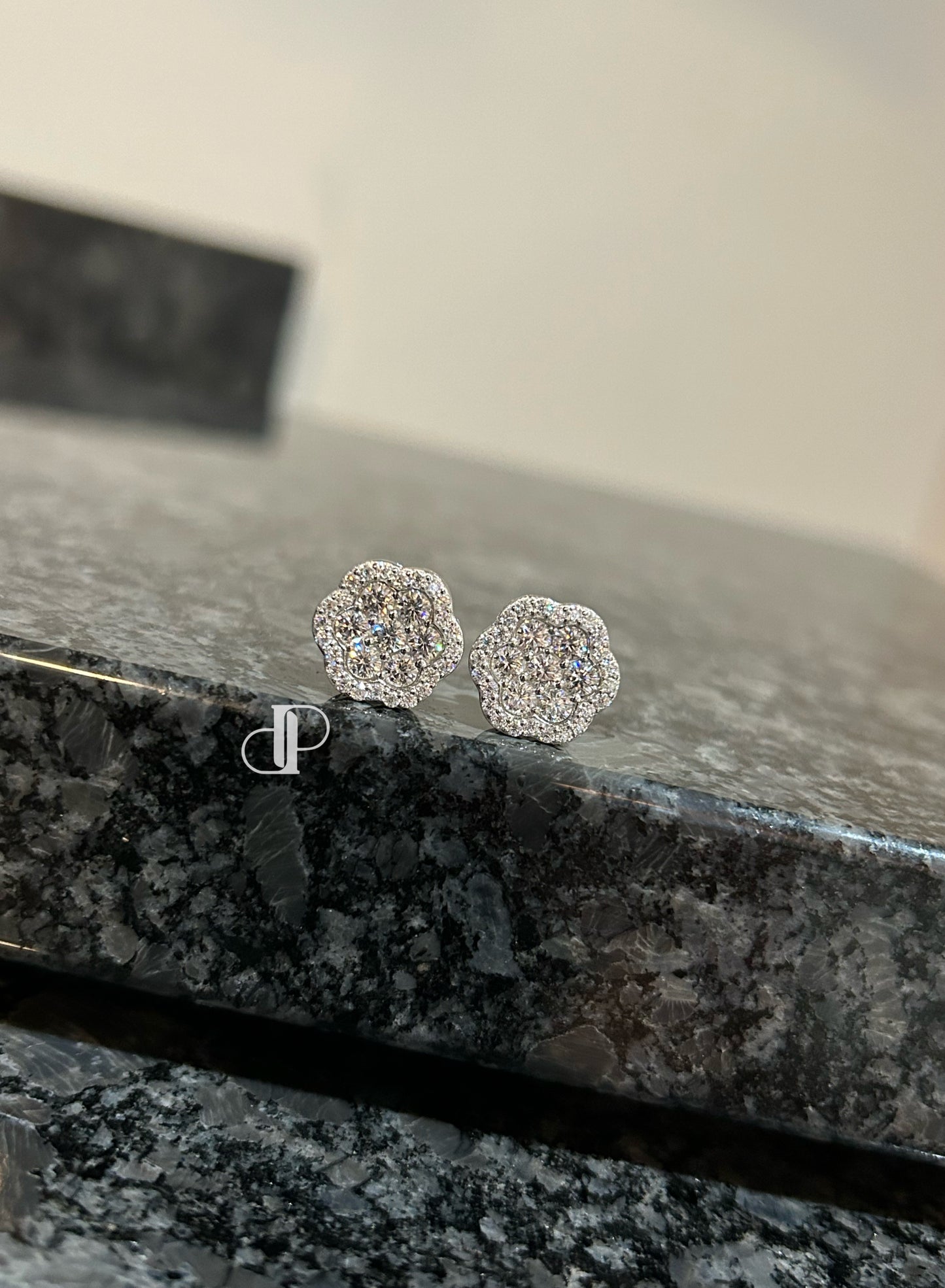 Bezeled Cluster Earrings