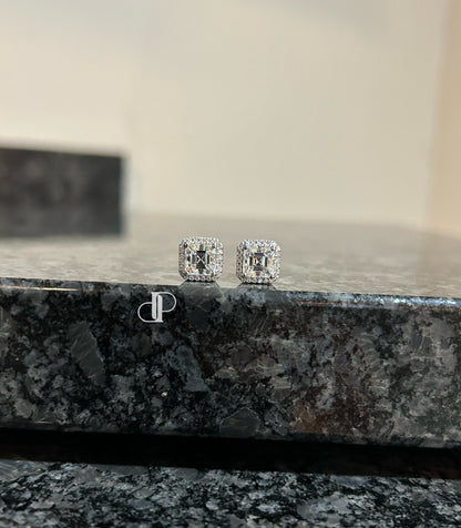 1ct Asscher Cut Bezeled Earrings