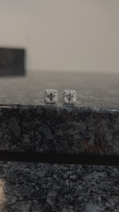 1ct Asscher Cut Bezeled Earrings